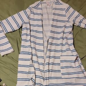 Striped Open Front Cardigan